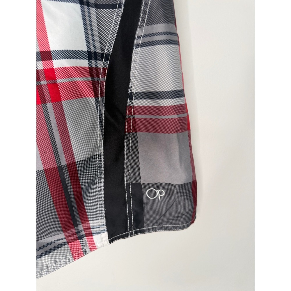 Vintage Y2K OP Ocean Pacific Mens Surf Red Plaid Board Shorts Swim Trunks Medium - Picture 6 of 6